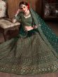 Bottle Green Sequins Raw Silk Wedding Lehenga Choli With Dupatta