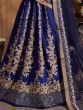 Navy Blue Embroidery Raw Silk Wedding Lehenga Choli With Dupatta