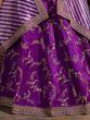 Purple Embroidery Mulberry Silk Bridal Lehenga Choli With Striped Dupatta