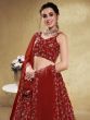 Stunning Red Embroidered Georgette Wedding Wear Lehenga Choli 