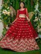 Alluring Red Sequins Georgette Lehenga Choli With Attached Dupatta
