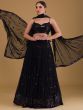 Outstanding Black Sequins Georgette Party Wear Lehenga Choli