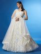 Beautiful Off-White Sequins Net Engagement Wear Lehenga Choli  