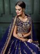 Navy Blue Applique Embroidery Silk Wedding Lehenga Choli