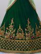 Dark Green Embroidered Taffeta Silk Bridal Lehenga Choli