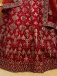 Fascinating Red Embroidered Silk Bridal Lehenga Choli With Dupatta