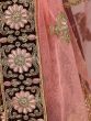 Maroon Embroidered Pure Velvet Bridal Wedding Lehenga Choli for Women