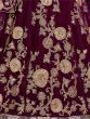 Purple Embroidered Velvet Wedding Lehenga Choli