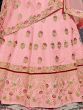 Baby Pink Embroidered Silk Bridal Lehenga Choli