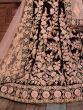 Maroon Thread Embroidery Velvet Silk Bridal Wear Lehenga Choli and Pastel Pink Dupatta