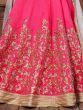 Pink Thread Embroidery Silk Bridal Lehenga With Yellow Choli and Dupatta