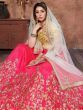 Pink Thread Embroidery Silk Bridal Lehenga With Yellow Choli and Dupatta