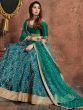 Teal Green Sequins Art Silk Wedding Lehenga Choli With Dupatta
