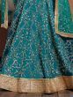Teal Green Sequins Art Silk Wedding Lehenga Choli With Dupatta