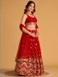 Fascinating Red Sequins Georgette Wedding Lehenga Choli With Dupatta