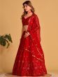 Marvelous Red Embroidered Georgette Engagement Wear Lehenga Choli