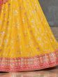 Astonishing Yellow Sequins Georgette Haldi Wear Lehenga Choli