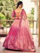 Marvelous Pink Sequins Chinon Wedding Lehenga Choli With Dupatta