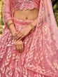 Beautiful Pink Sequins Net Bridesmaid Lehenga Choli With Dupatta