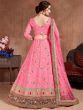 Pink Embellished Silk Bridal Wear Lehenga Choli