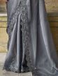 Winning Grey Sequined Embroidered Satin Party Wear Saree With Blouse