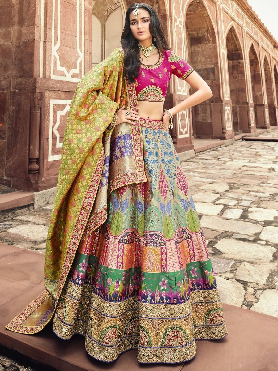 multi-colored-thread-embroidery-work-art-silk-wedding-lehenga-choli