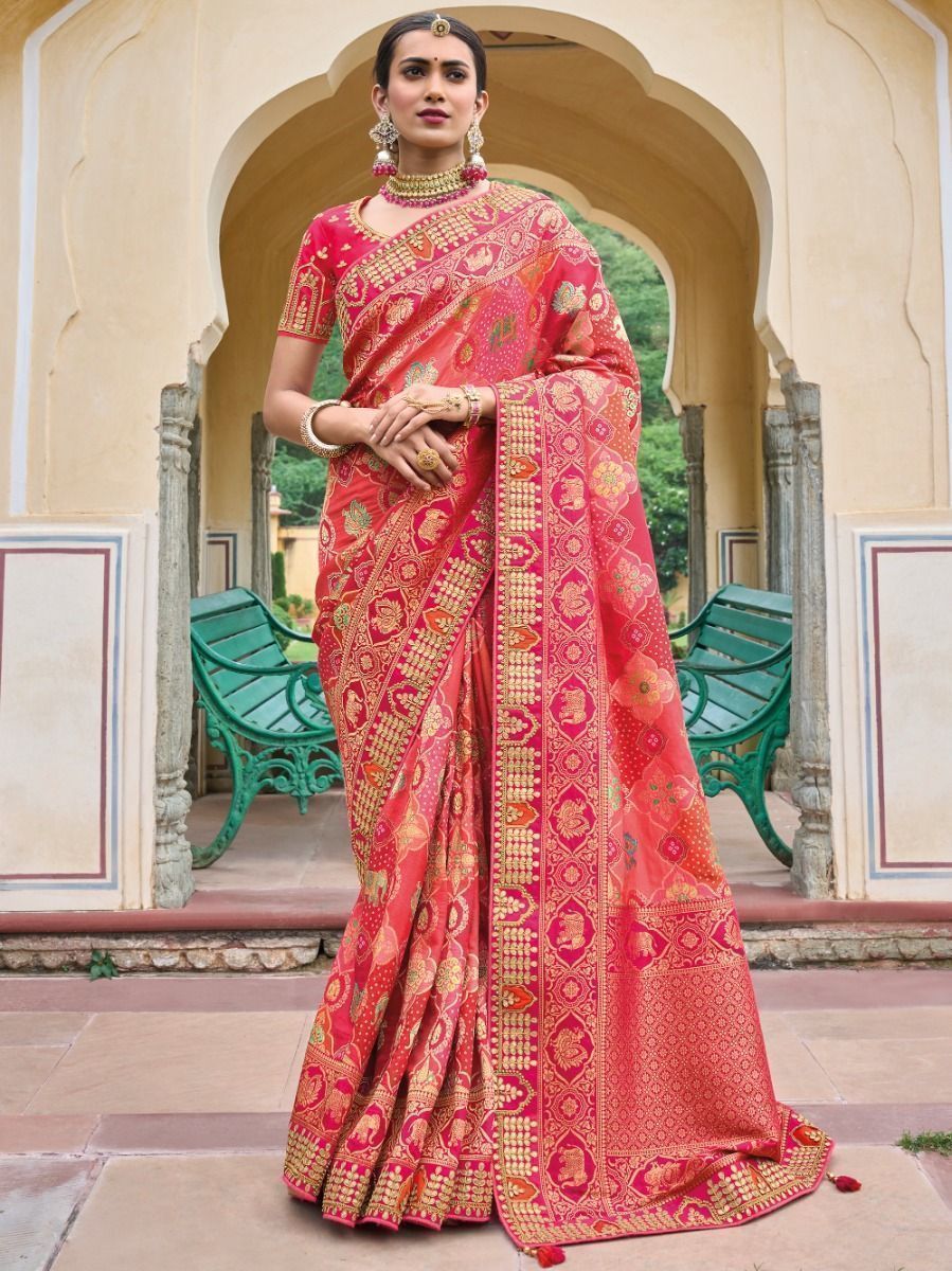 Remarkable Pink Gota Work Pure Dola Silk Traditional Saree
