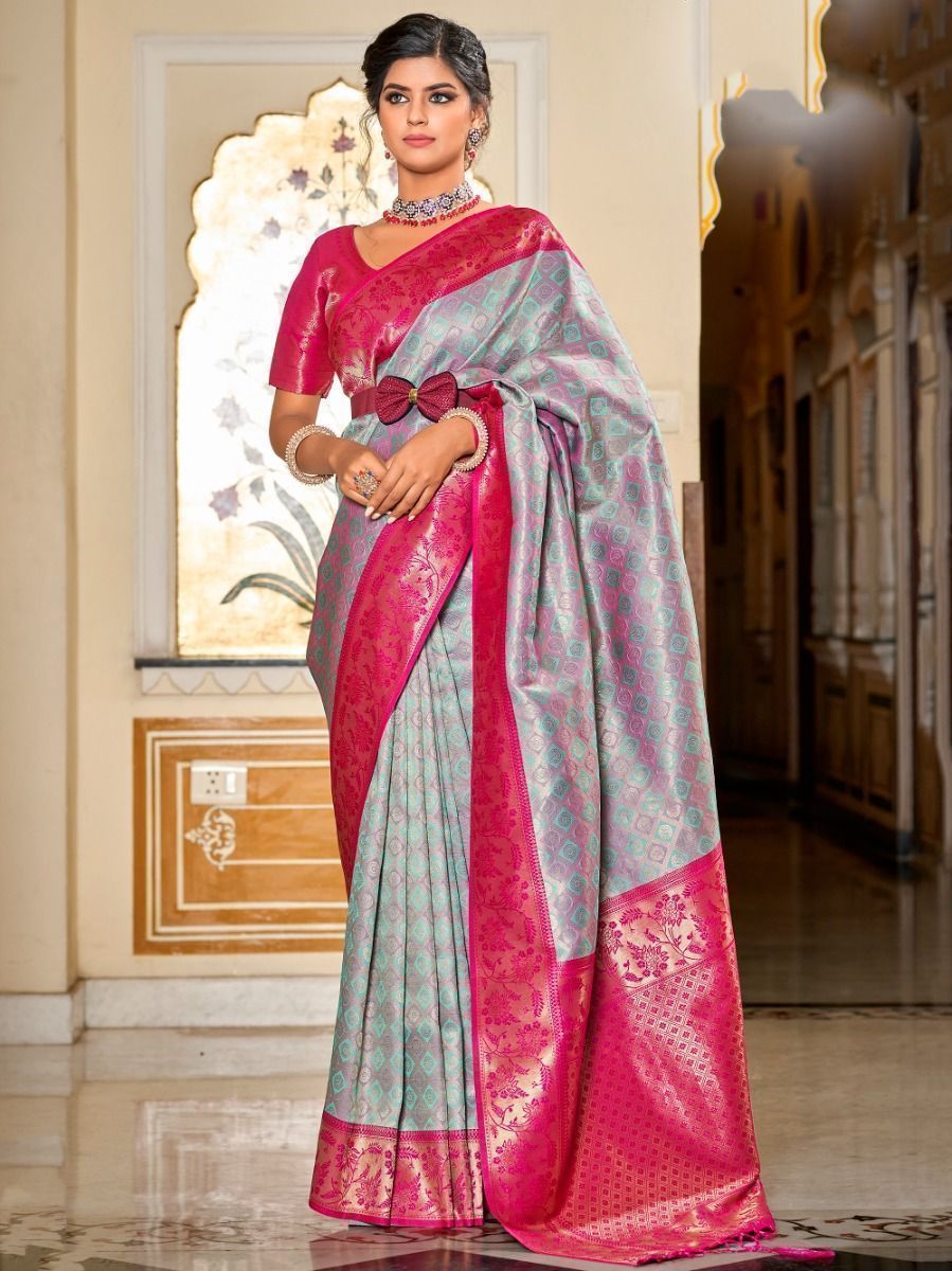 The Indian Ethnic Co. Handloom Sarees : Buy The Indian Ethnic Co. Pink  Chanderi Pattu Full Jaal Work Saree with Unstitched Online|Nykaa Fashion
