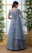 Grey Thread Embroidered Net Party Wear Anarkali Gown With Dupatta