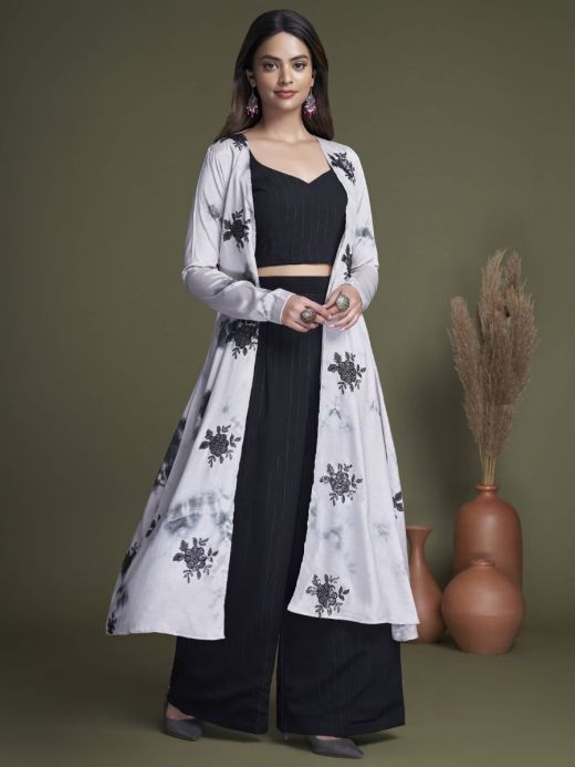 Buy Tikhi Imli Black Plain Ready to Wear Saree With Unstitched Blouse for  Women Online @ Tata CLiQ