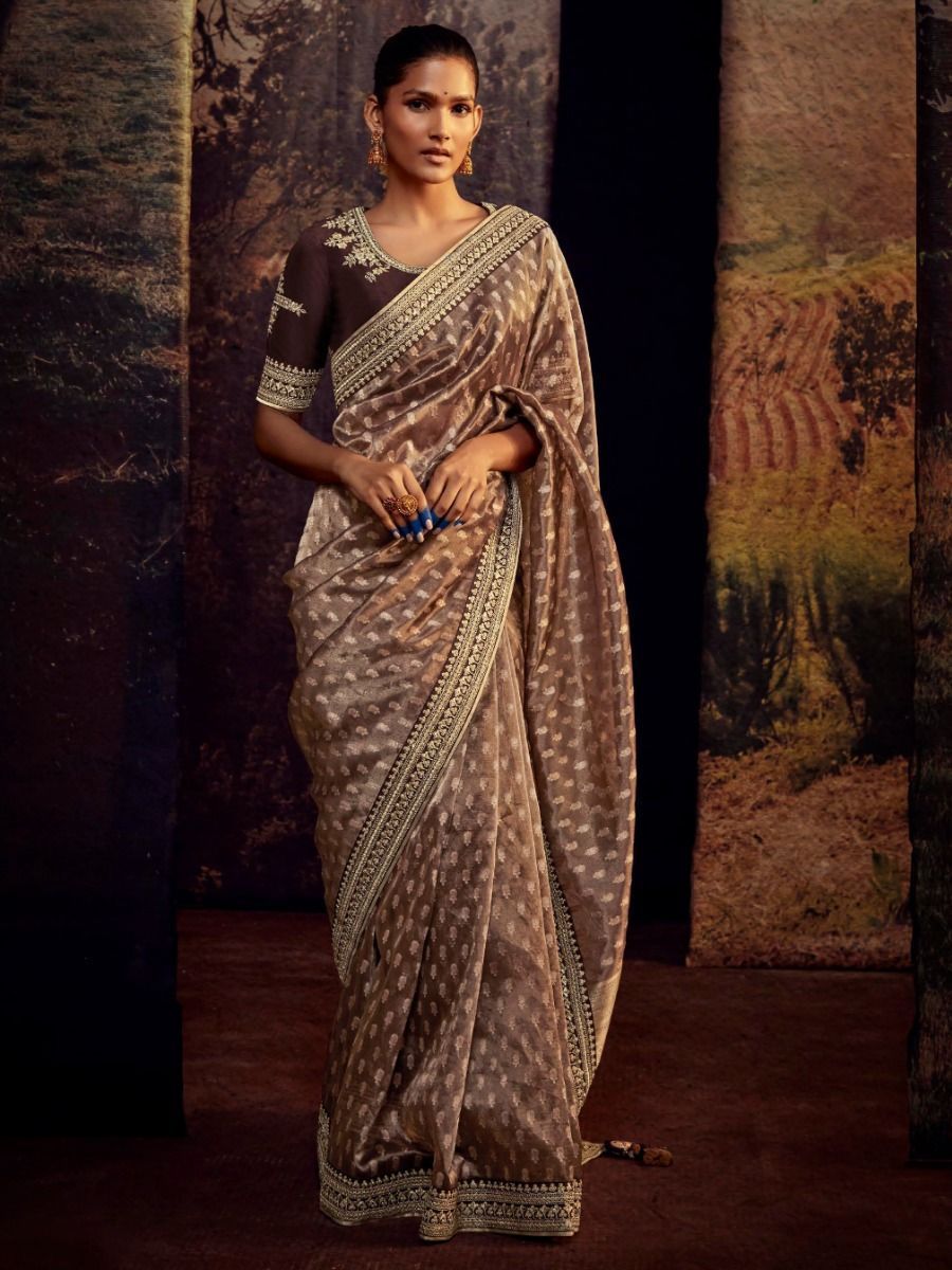 Amazing Brown Banglory Silk Party Wear Saree With Blouse