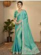 Marvelous Sea Green Sequins Embroidery Silk Wedding Wear Saree