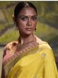 Fascinating Yellow Fancy Silk weaving Reception Wear Saree