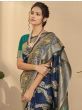 Astonishing Navy Blue Zari Weaving Banarasi Silk Saree With Blouse