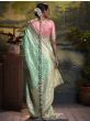 Pleasant Pale Green Foil Work Fancy Silk Festive Saree With Choli