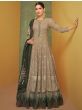 Astonishing Light Brown Embroidered Georgette Ready Made Gown