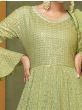 Desirable Pastel Green Embroidered Georgette Ready Made Gown