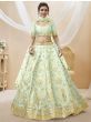 Pista Green Paper Mirror Mulberry Silk Wedding Wear Lehenga Choli
