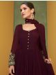 Appealing Wine Sequins Embroidered Georgette Ready Made Gown