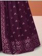 Classy Purple Georgette Embroidered Readymade Event Wear Long Anarkali Gown