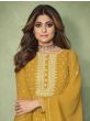 Special Yellow Embroidered Festive Wear Gown With Dupatta