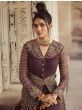 Magenta Embroidered Net Wedding Wear Slit Style Pant Salwar Suit
