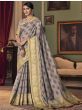 Grey Heavy Bordered Printed Soft Silk Festive Wear Saree With Blouse