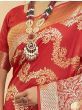 Glowing Red Zari Weaving Banarasi Silk Saree With Blouse