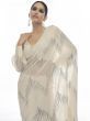 Captivating White Sequins Embroidered Georgette Saree With Saree