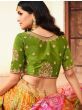 Pink And Green Zari Weaving Embroidery Silk Bridal Lehenga Choli