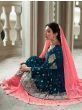 Exquisite Pink And Blue Sequins Georgette Ready-Made Lehenga Suit
