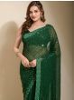 Lovely Green Sequins Party Wear Georgette Saree With Blouse