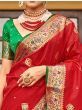 Stunning Red Soft weaving Wedding Wear Silk Saree

