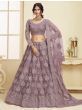 Lilac Coding Embroidery Net Bridal Wear Lehenga Choli